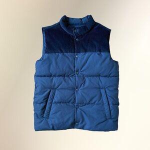 Old Navy Black Quilted Vest with Corduroy Trim